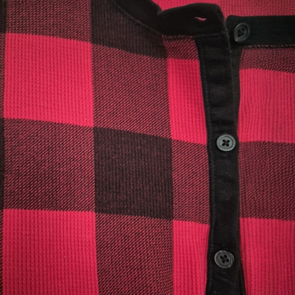 Old Navy Women's Red and Black Plaid Pajama Onesie Sz L - Picture 3 of 8